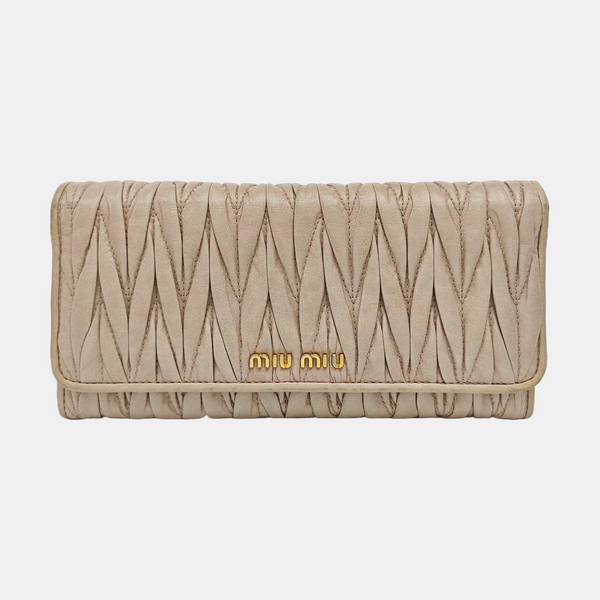 Quilted Lambskin Wallet Beige