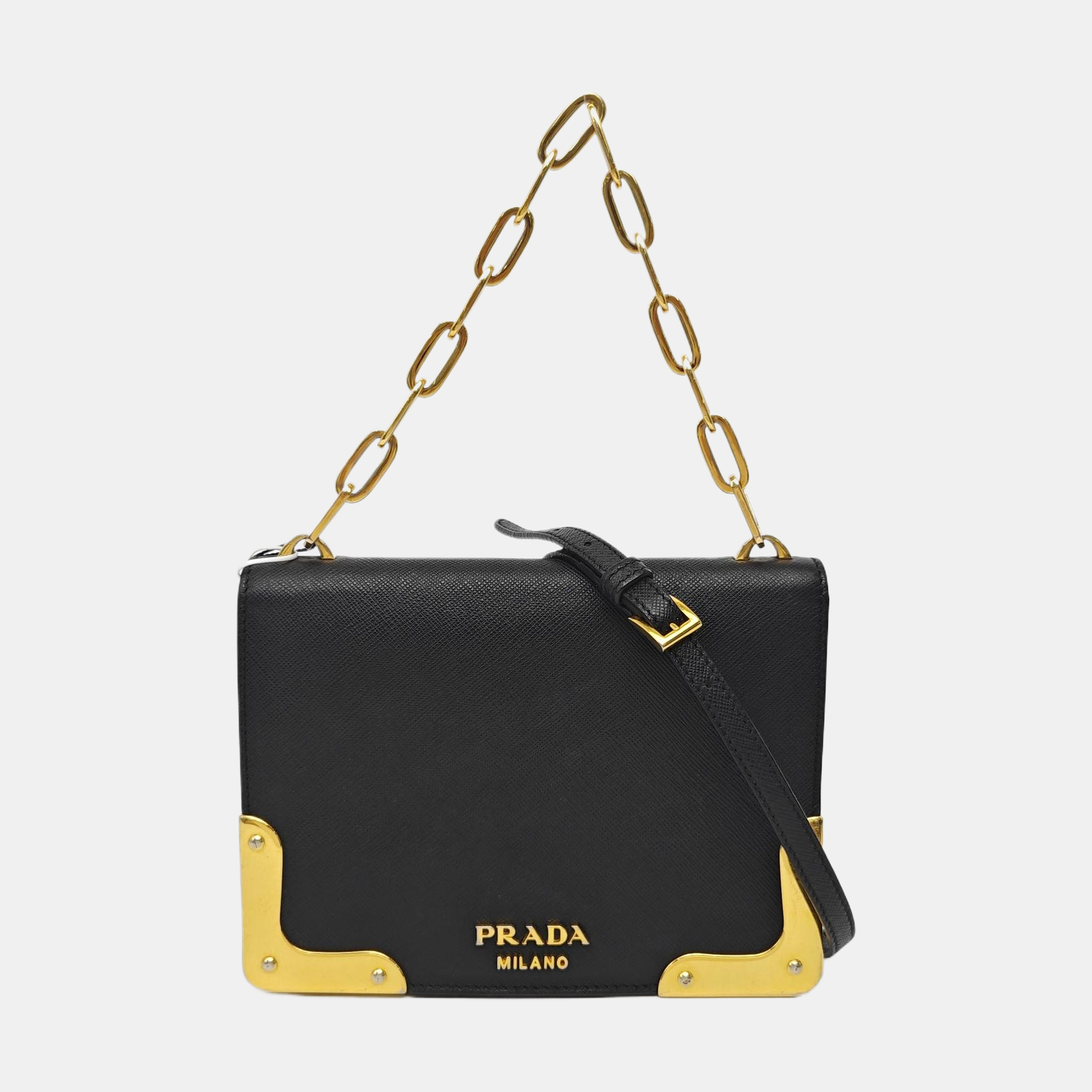 Saffiano Calfskin Shoulder Bag Black