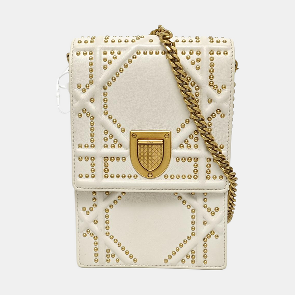 Authenticated pre-owned  Diorama Cannage Calfskin White - Shoulder Bag at Looply