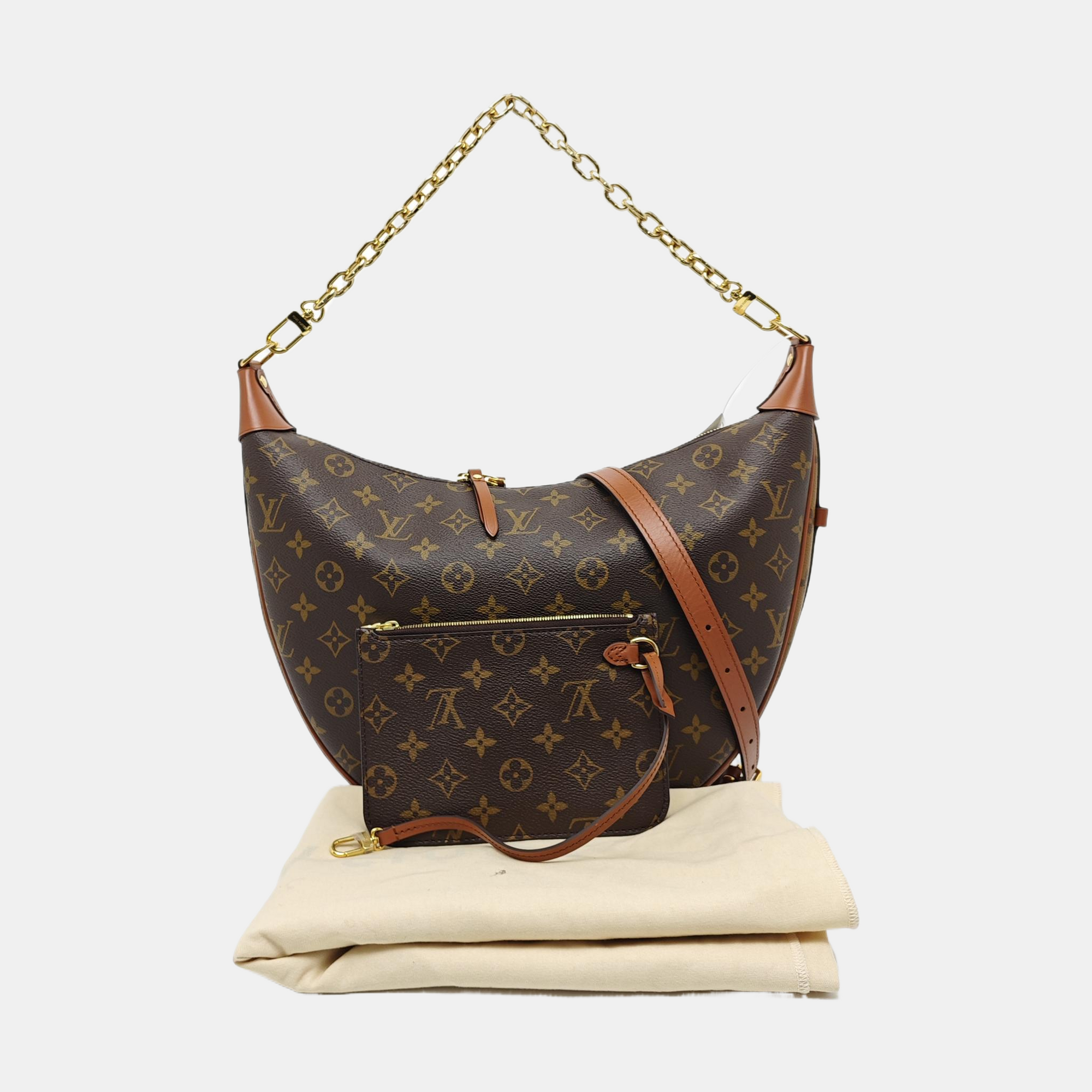LOOP HOBO Monogram Coated Canvas Brown