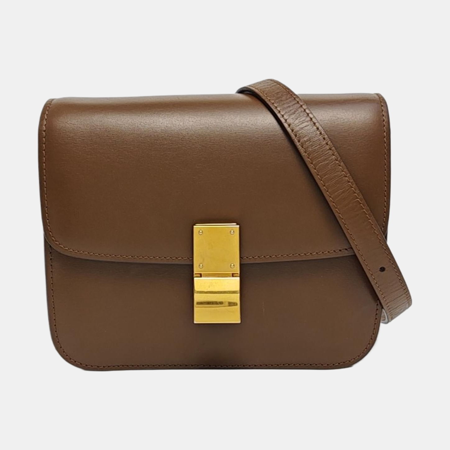 Authenticated pre-owned  CLASSIC BOX Small Calfskin Brown - Shoulder Bag at Looply