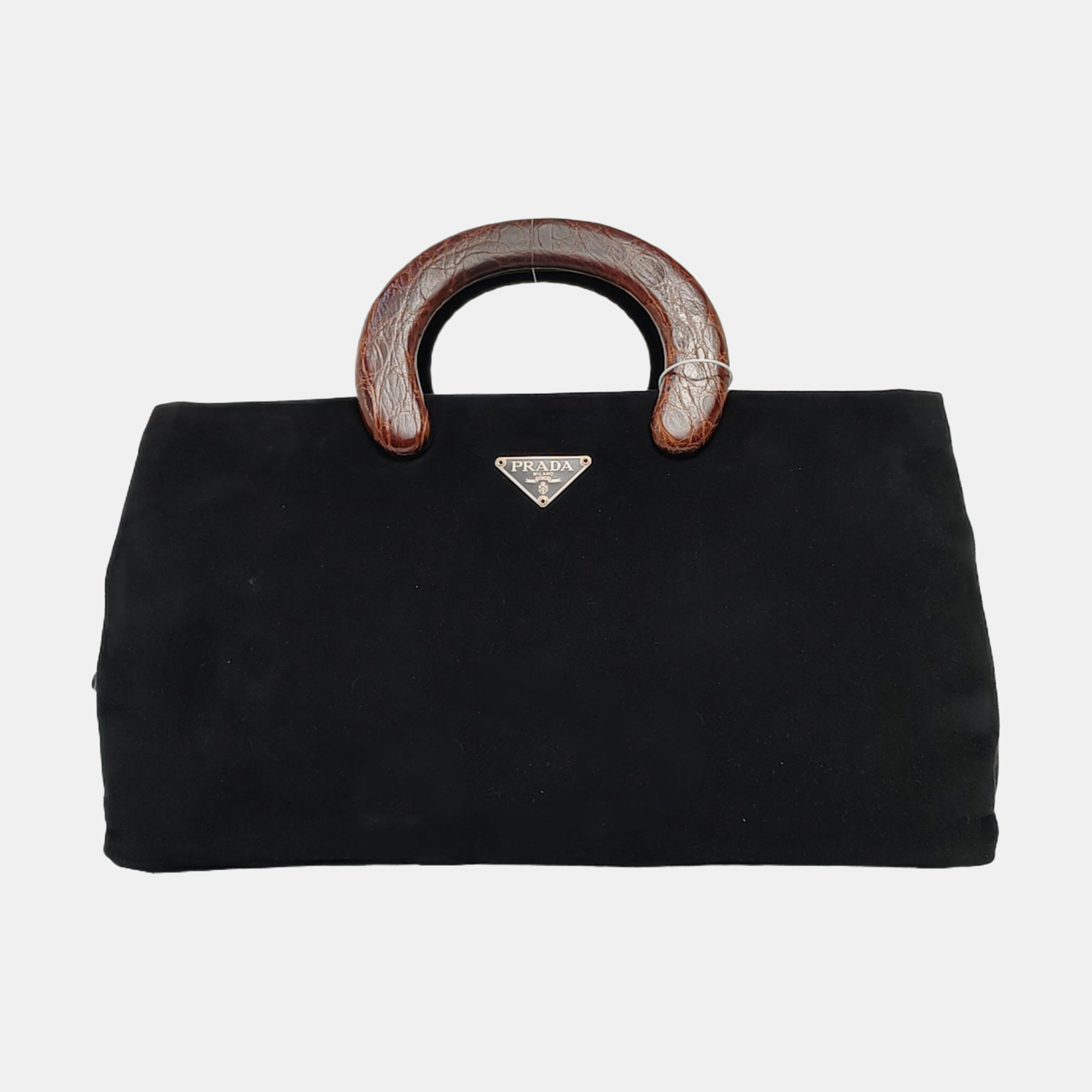 Suede Top Handle Bag Black