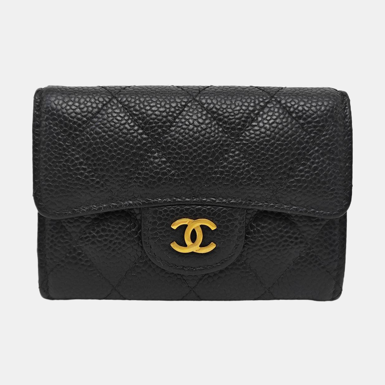 CLASSIC FLAP Quilted Grained Calfskin Black Wallet