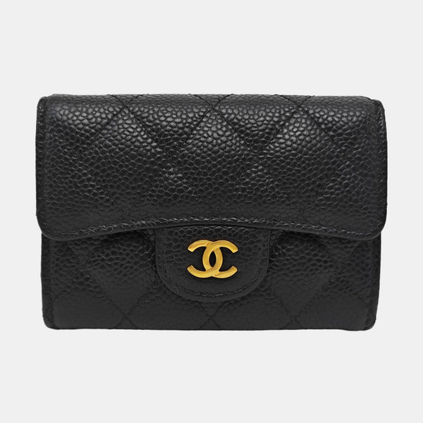 CLASSIC FLAP Quilted Grained Calfskin Black Wallet