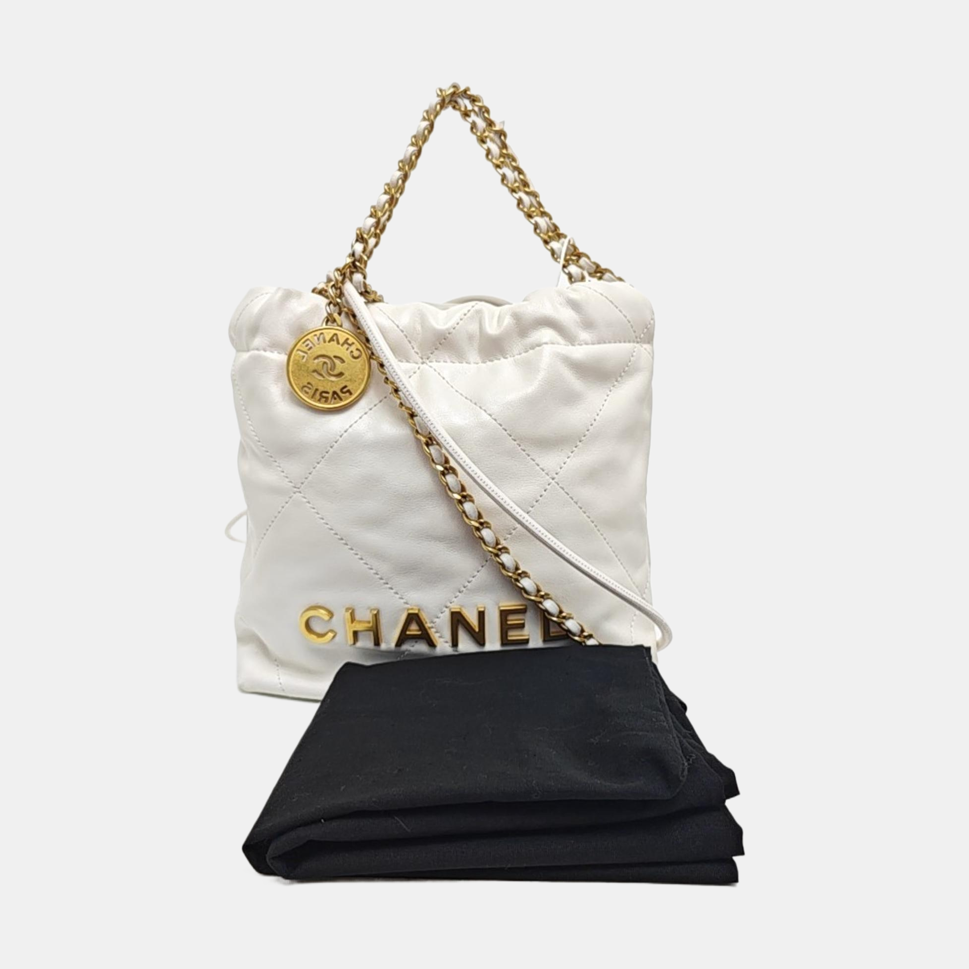 CHANEL 22 Mini Quilted Calfskin White