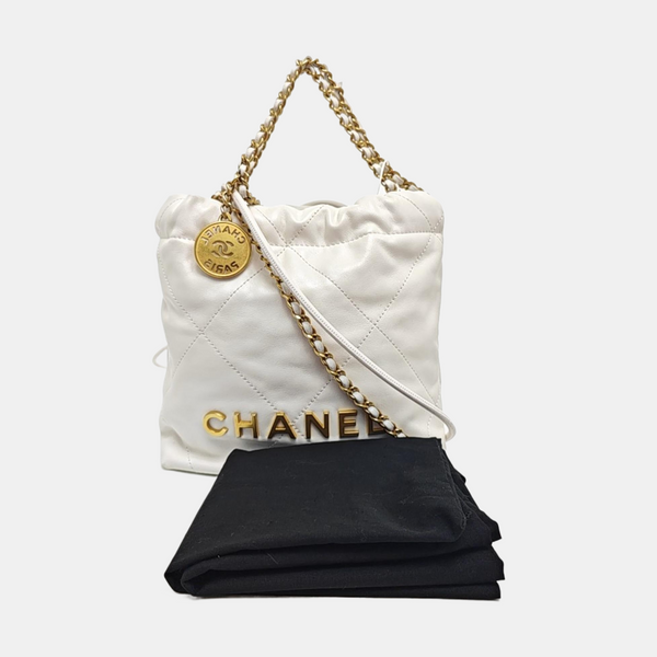 CHANEL 22 Mini Quilted Calfskin White