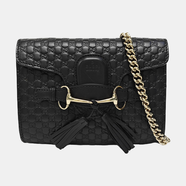 Emily Chain Mini Monogram Calfskin Black