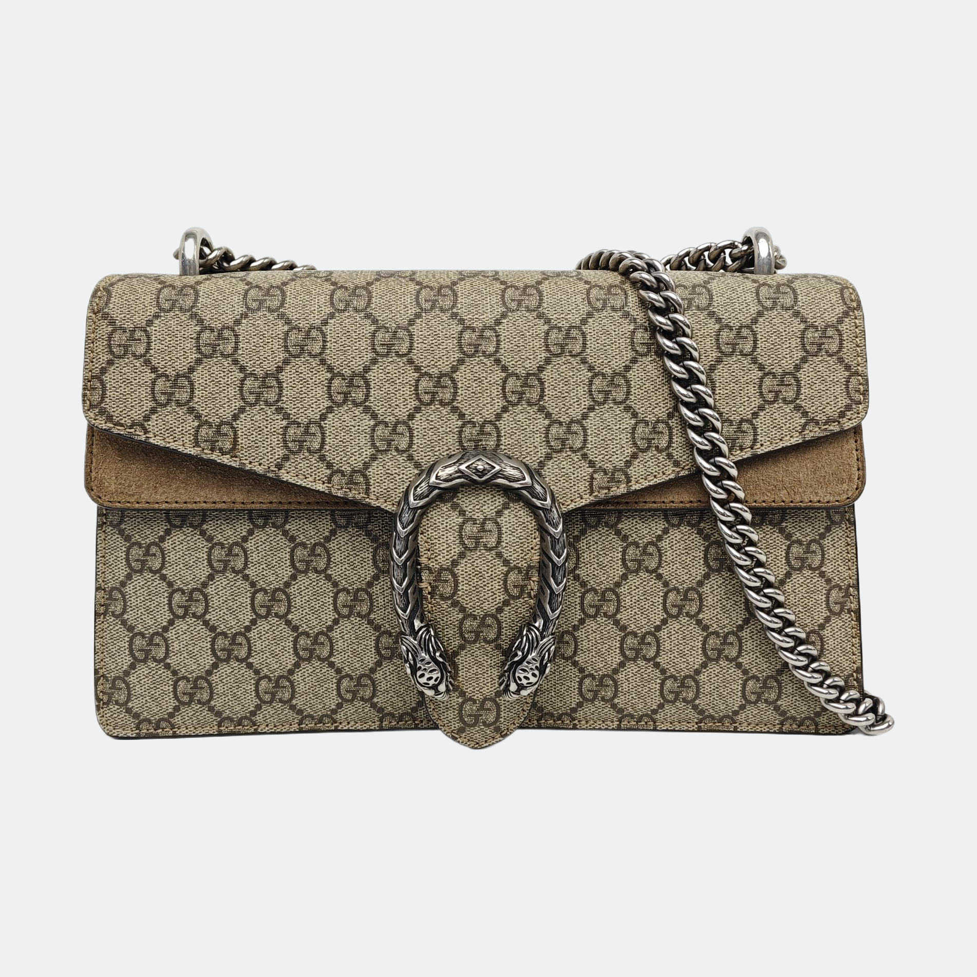 Dionysus Small Monogram Coated Canvas Beige