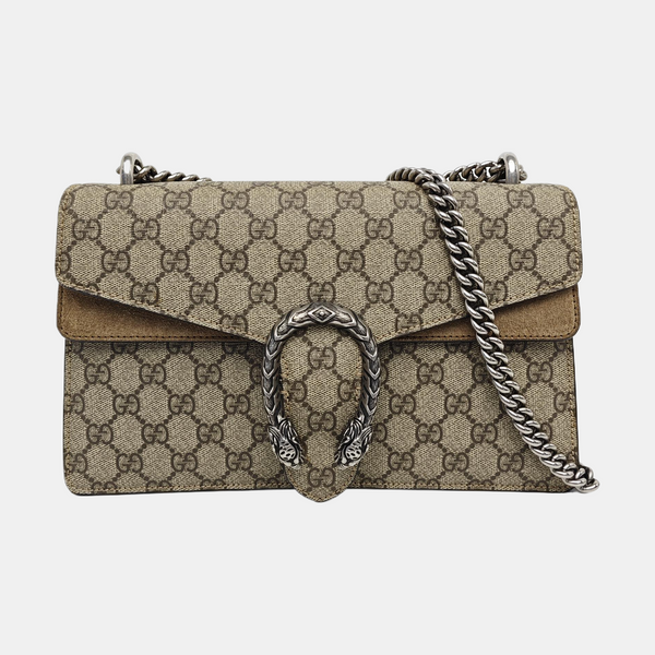 Dionysus Small Monogram Coated Canvas Beige
