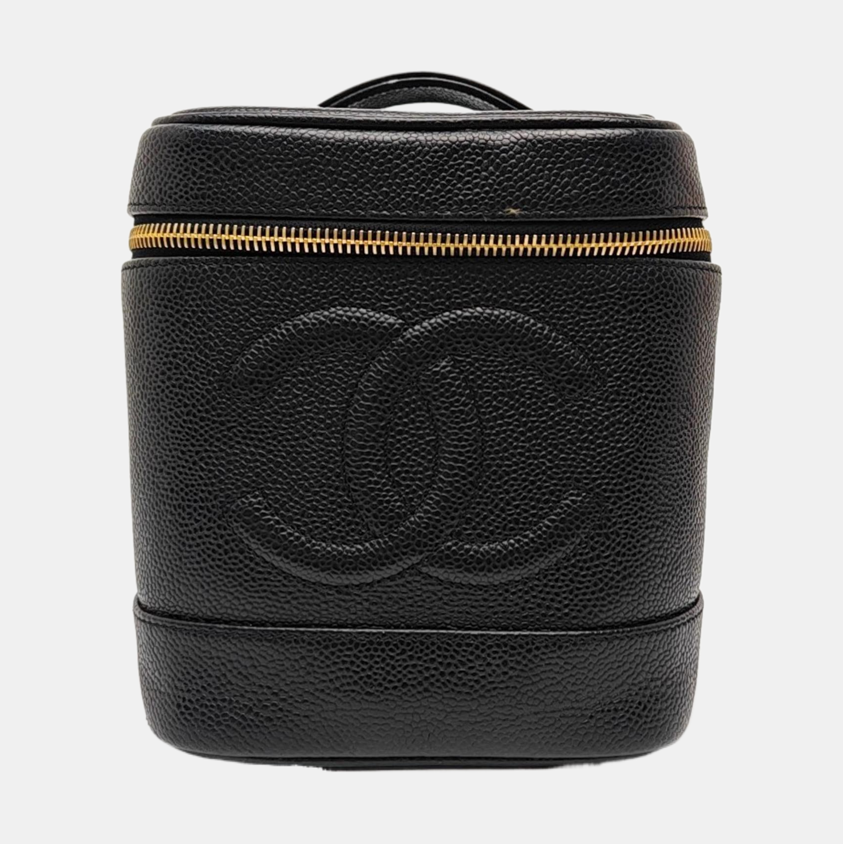 VINTAGE COSMETIC BAGS Grained Calfskin Black