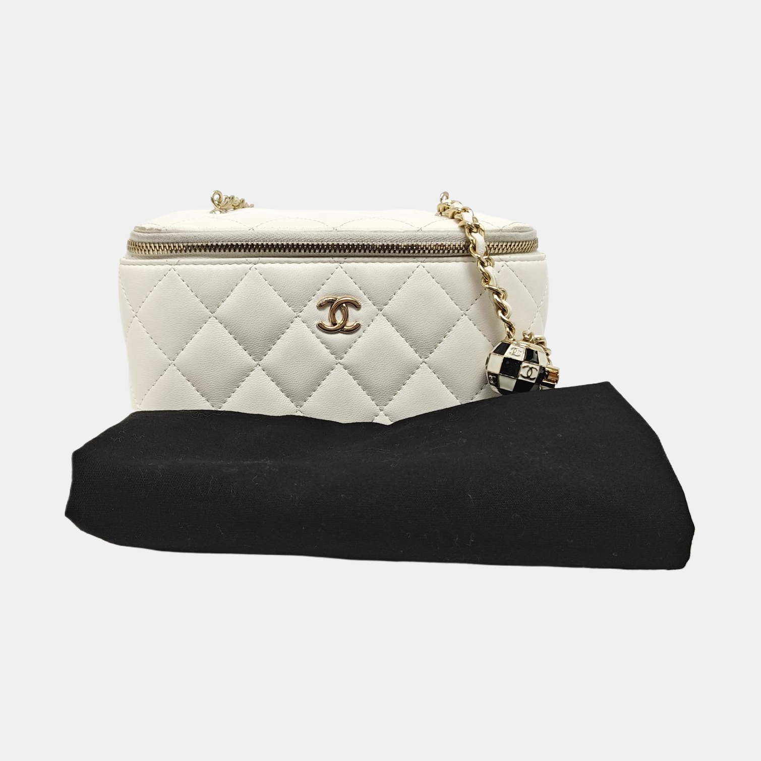 VANITY CASE Small Quilted Lambskin White