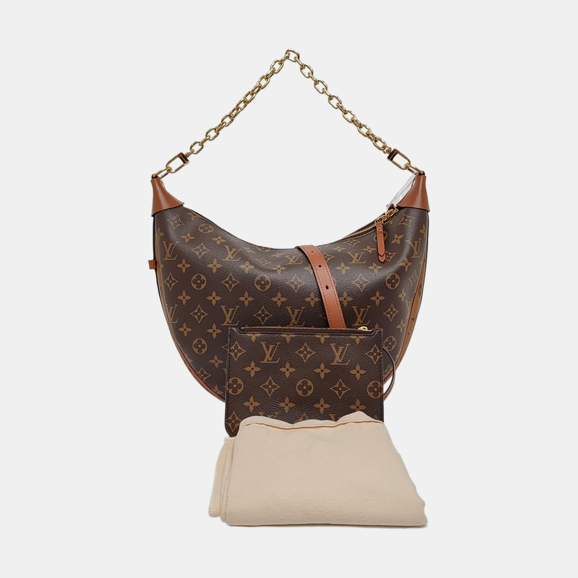 LOOP HOBO Monogram Coated Canvas Brown
