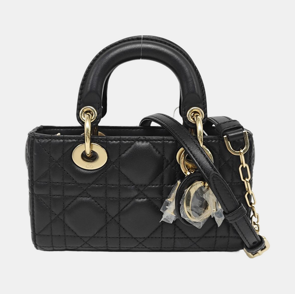 Lady D-Joy Super Mini Cannage Lambskin Black