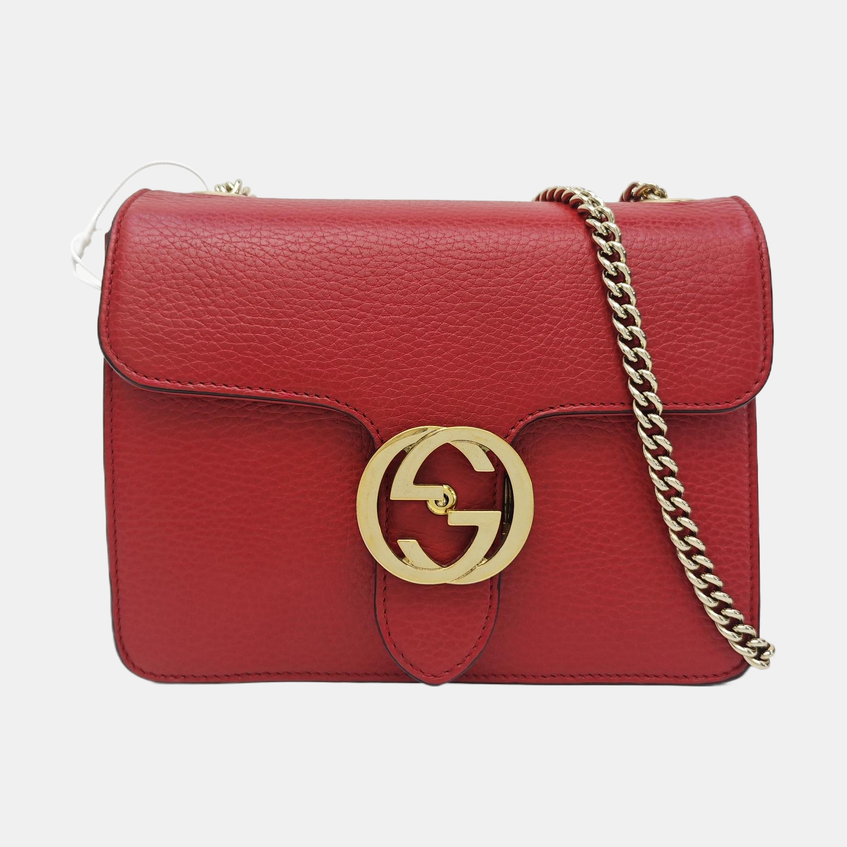 Interlocking G Small Calfskin Red