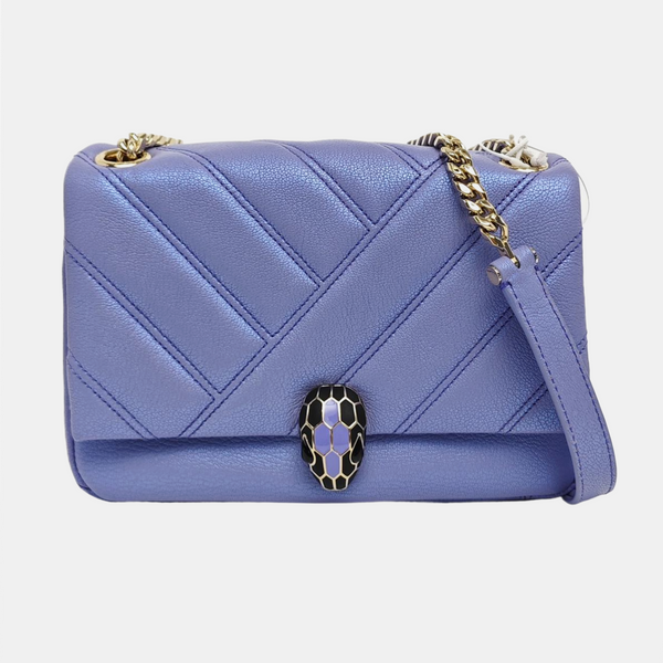 SERPENTI CABOCHON Small Quilted Lambskin Blue
