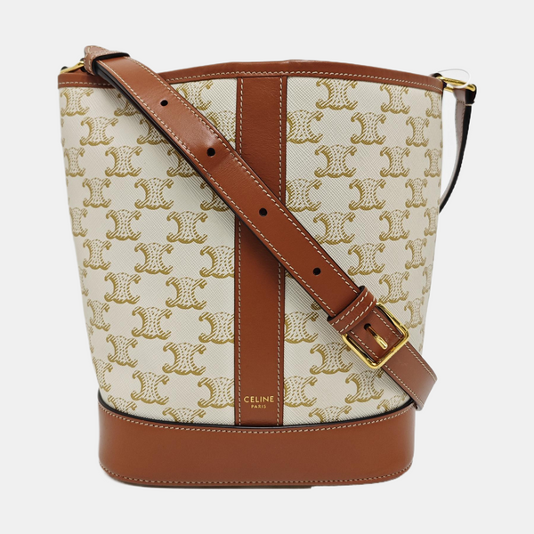 Authenticated pre-owned  TRIOMPHE CANVAS Small Coated Canvas Beige - Bucket Bag at Looply