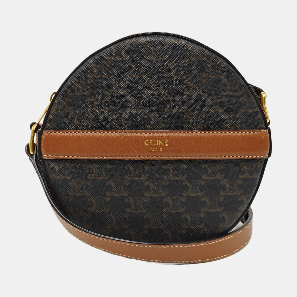 TRIOMPHE ROUND Mini Coated Canvas Brown