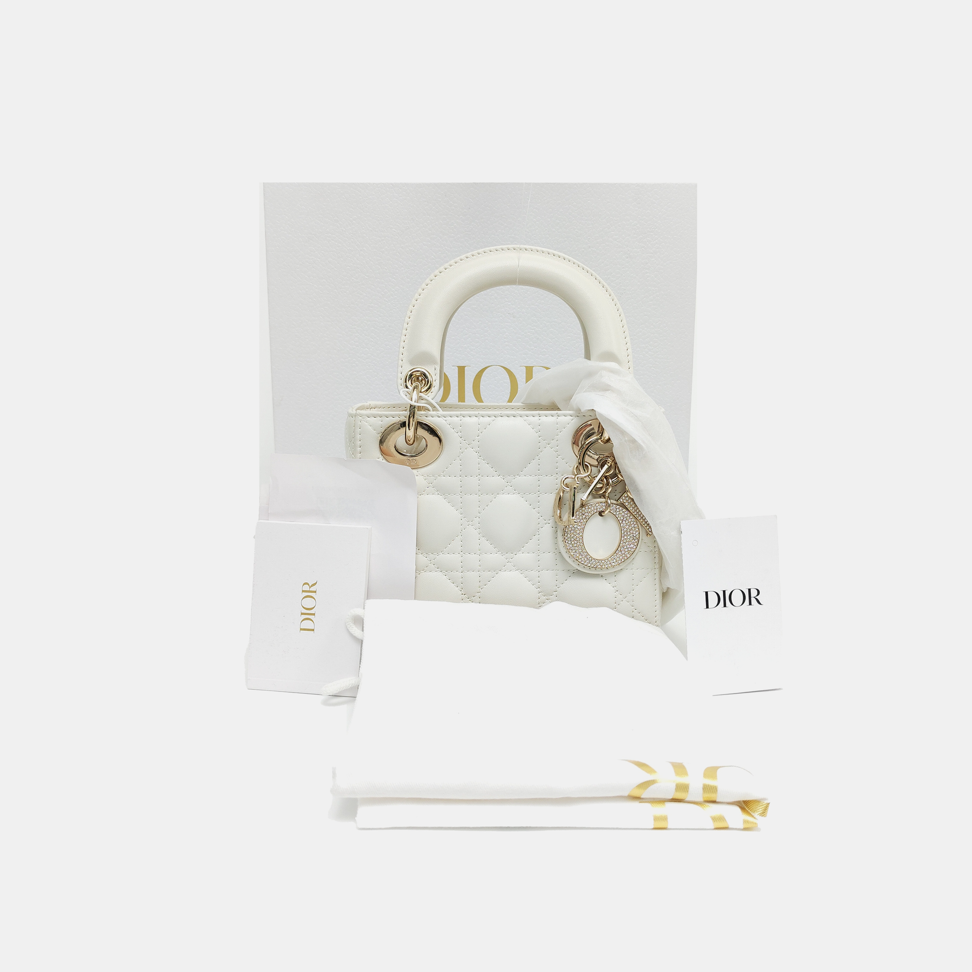 Lady Dior Mini Cannage Lambskin White