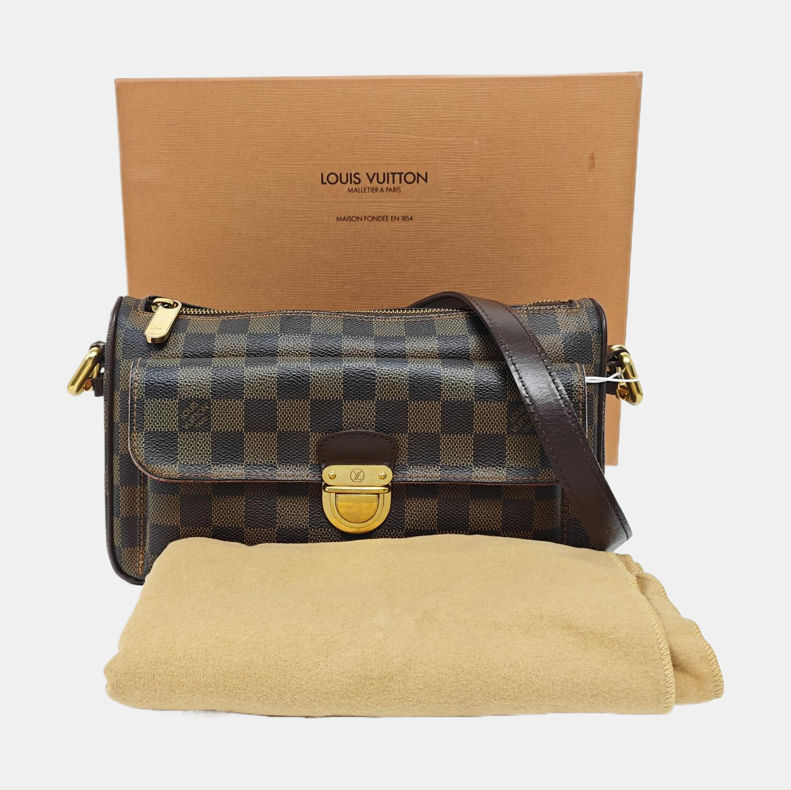 RAVELLO GM Damier Ebene Coated Canvas Brown