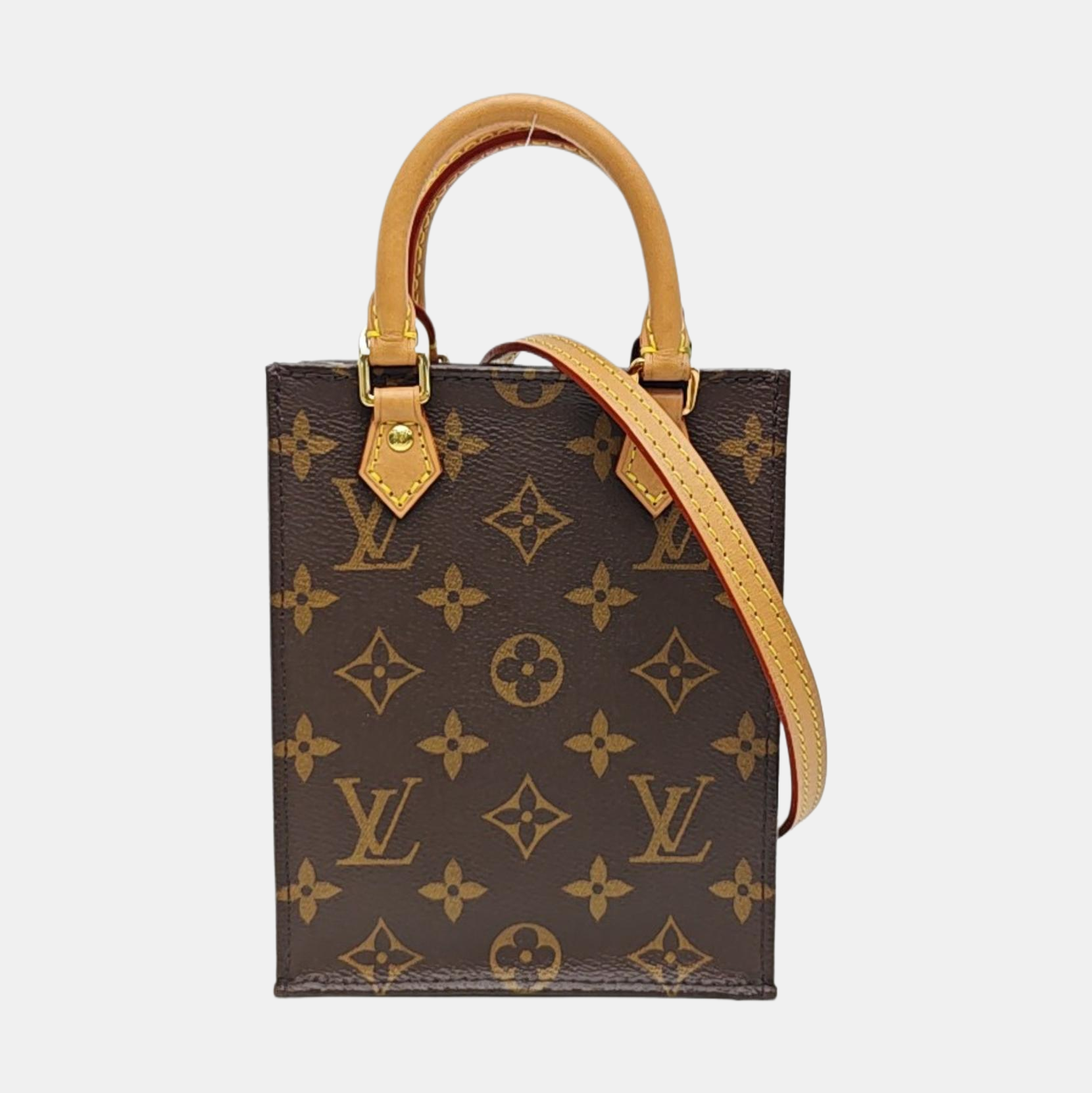 SAC PLAT Mini Monogram Coated Canvas Brown