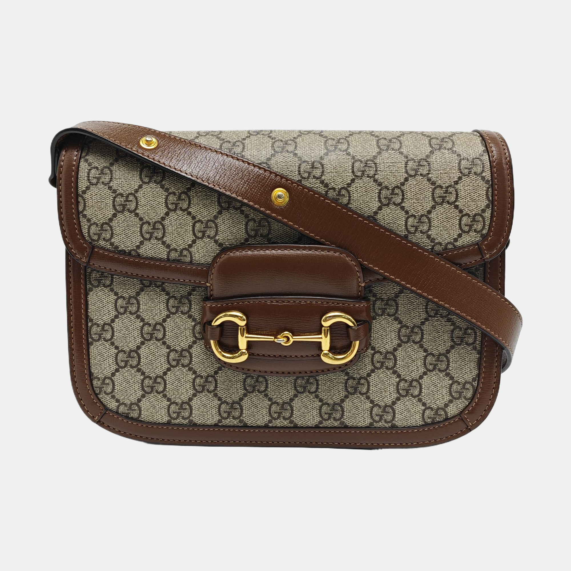 Horsebit 1955 Medium Monogram Coated Canvas Beige