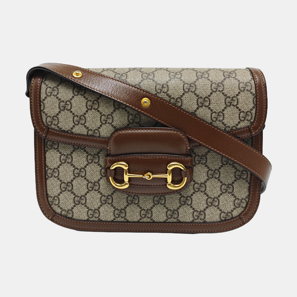 Horsebit 1955 Medium Monogram Coated Canvas Beige