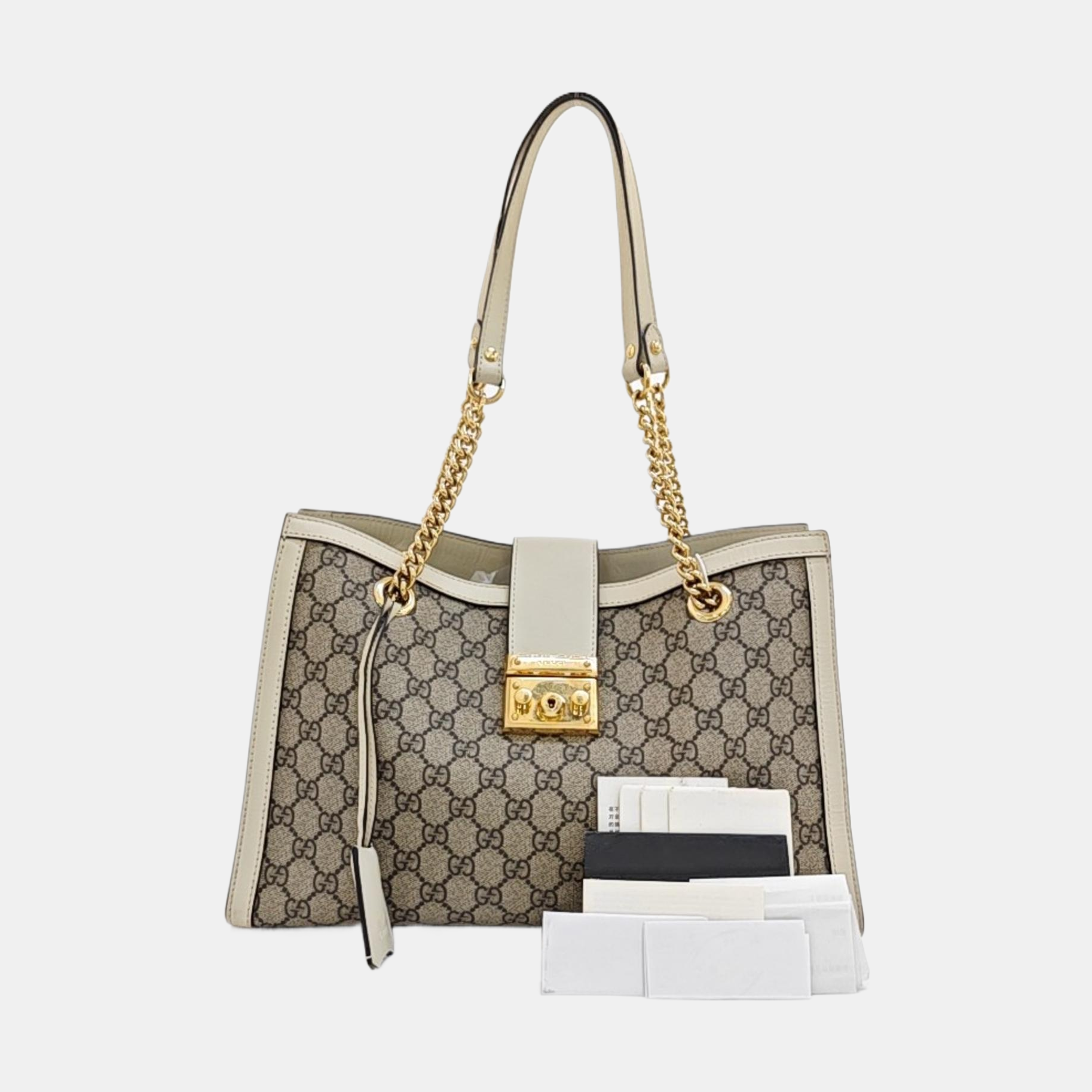 Padlock Medium Monogram Coated Canvas Beige