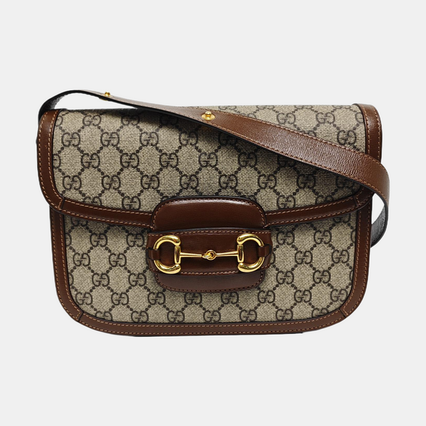 Horsebit 1955 Medium Monogram Coated Canvas Beige