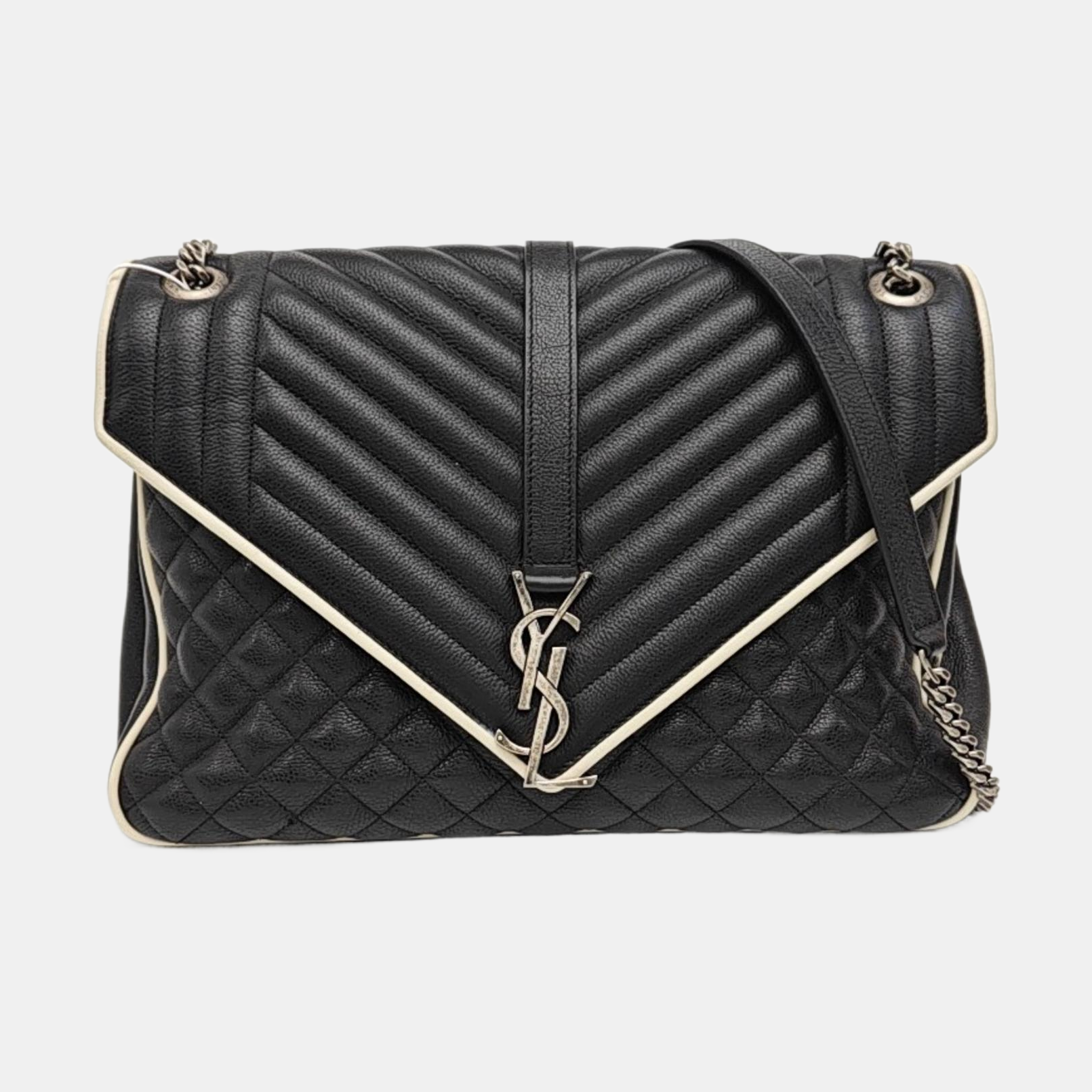 COLLEGE Large Chevron Calfskin Black