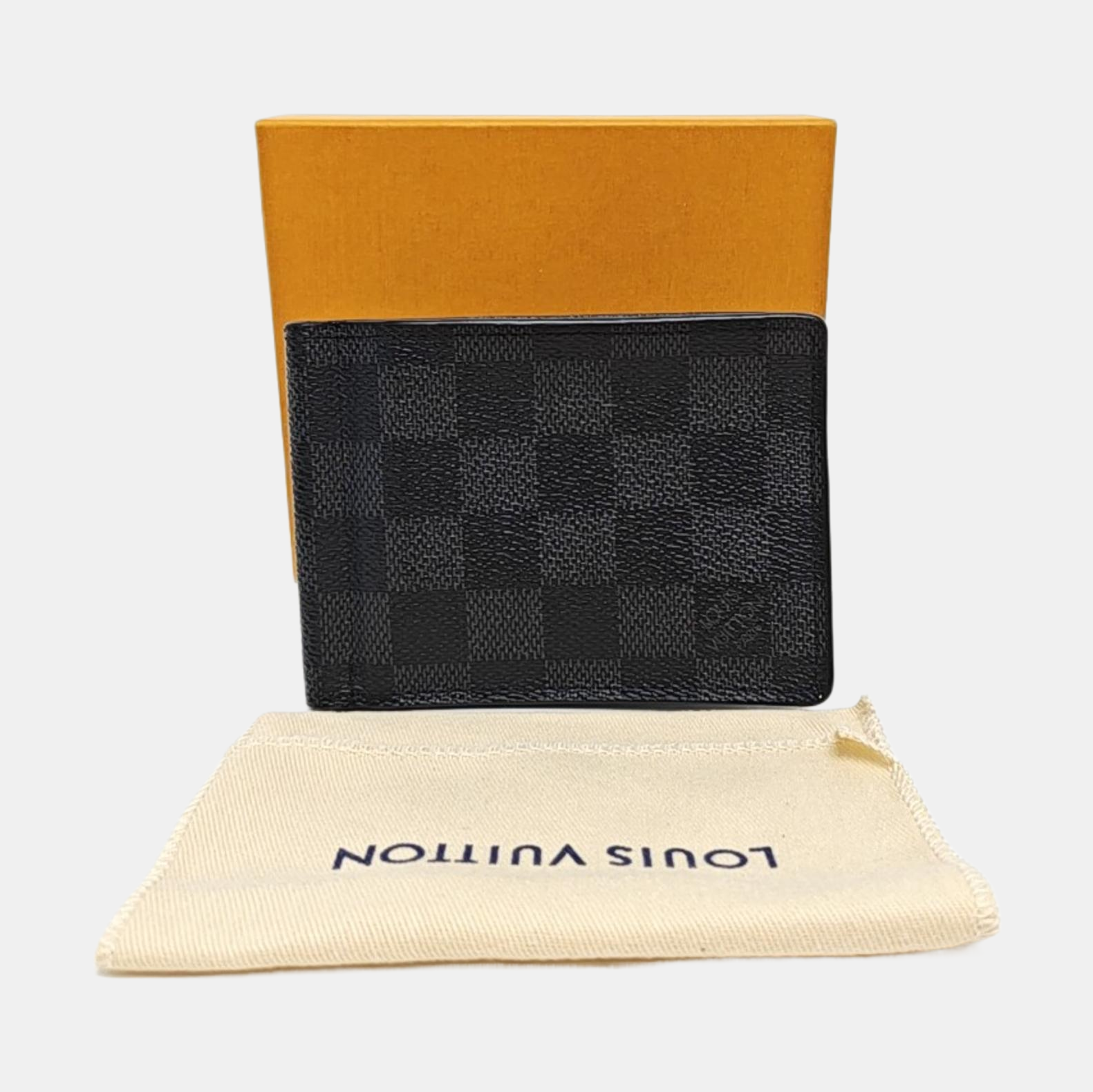 AMERIGO Damier Graphite Coated Canvas Gray Card Holder