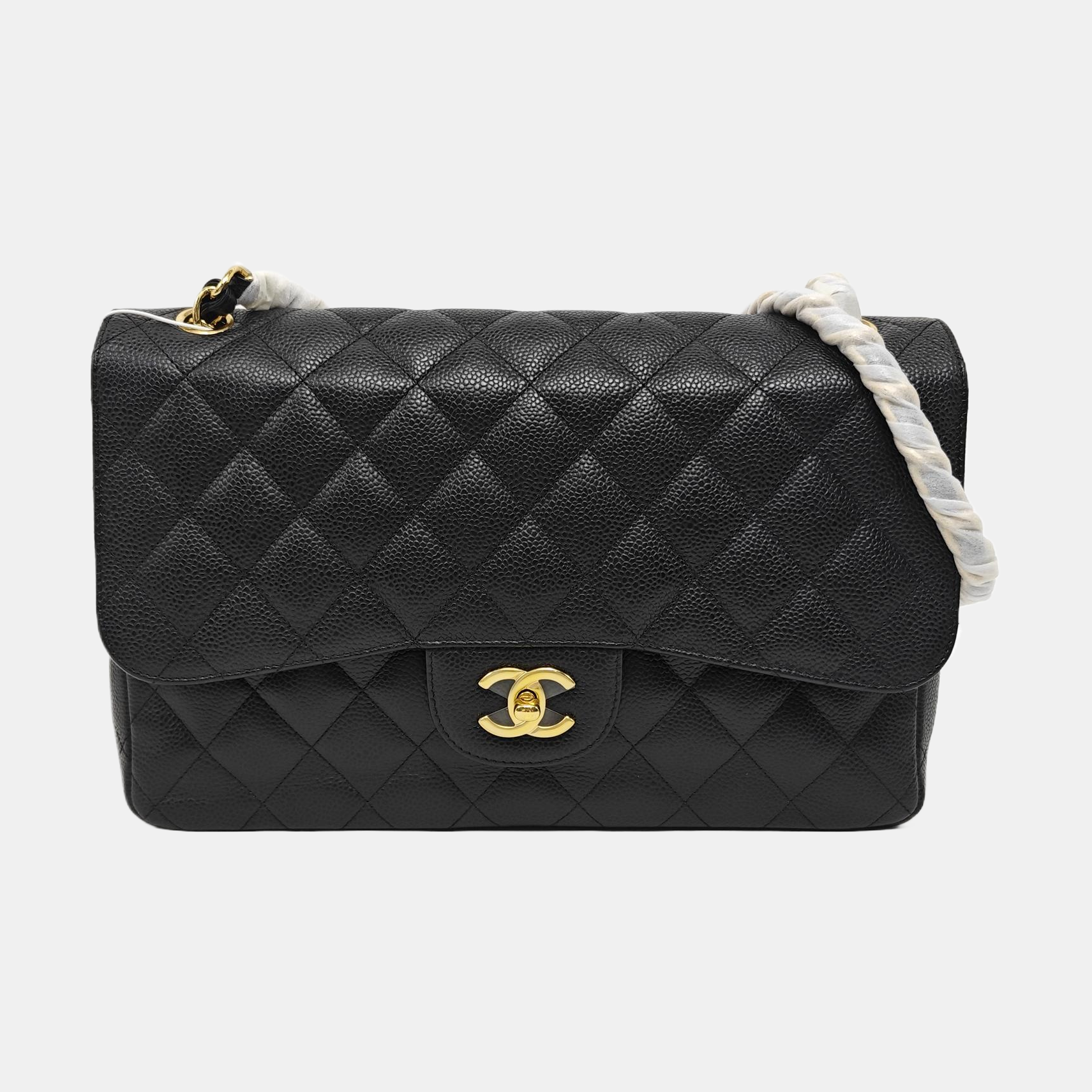 CLASSIC FLAP Jumbo Quilted Grained Calfskin Black