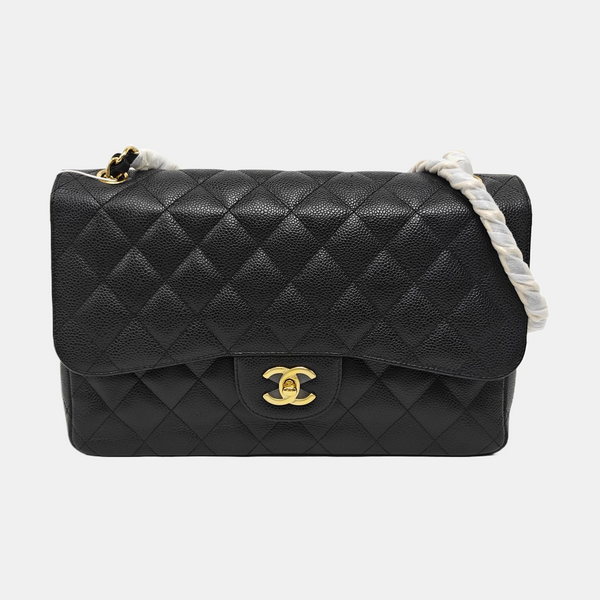 CLASSIC FLAP Jumbo Quilted Grained Calfskin Black