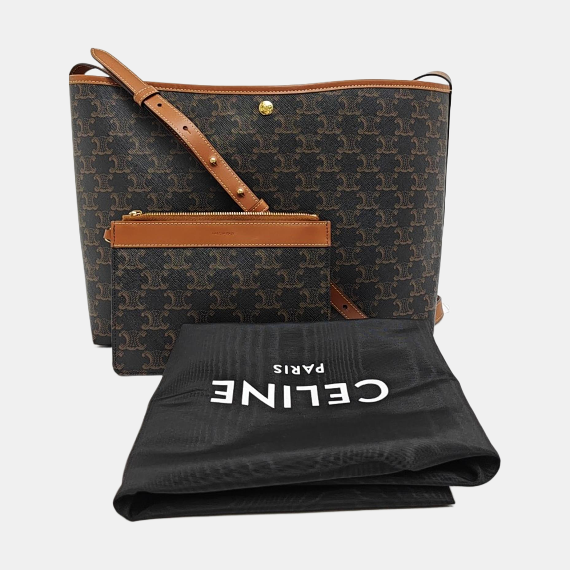 Coated Canvas Shoulder Bag Brown