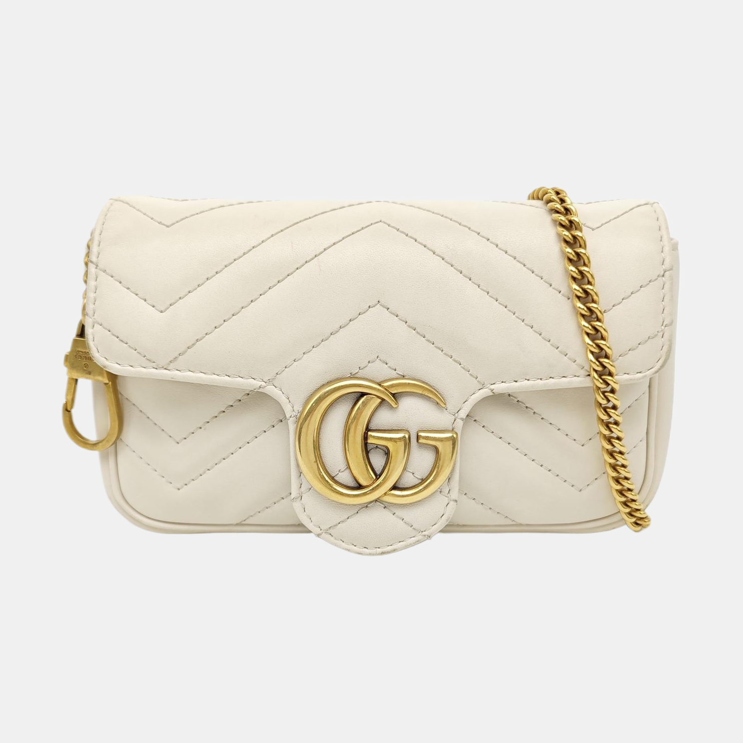 GG Marmont Mini Quilted Calfskin White