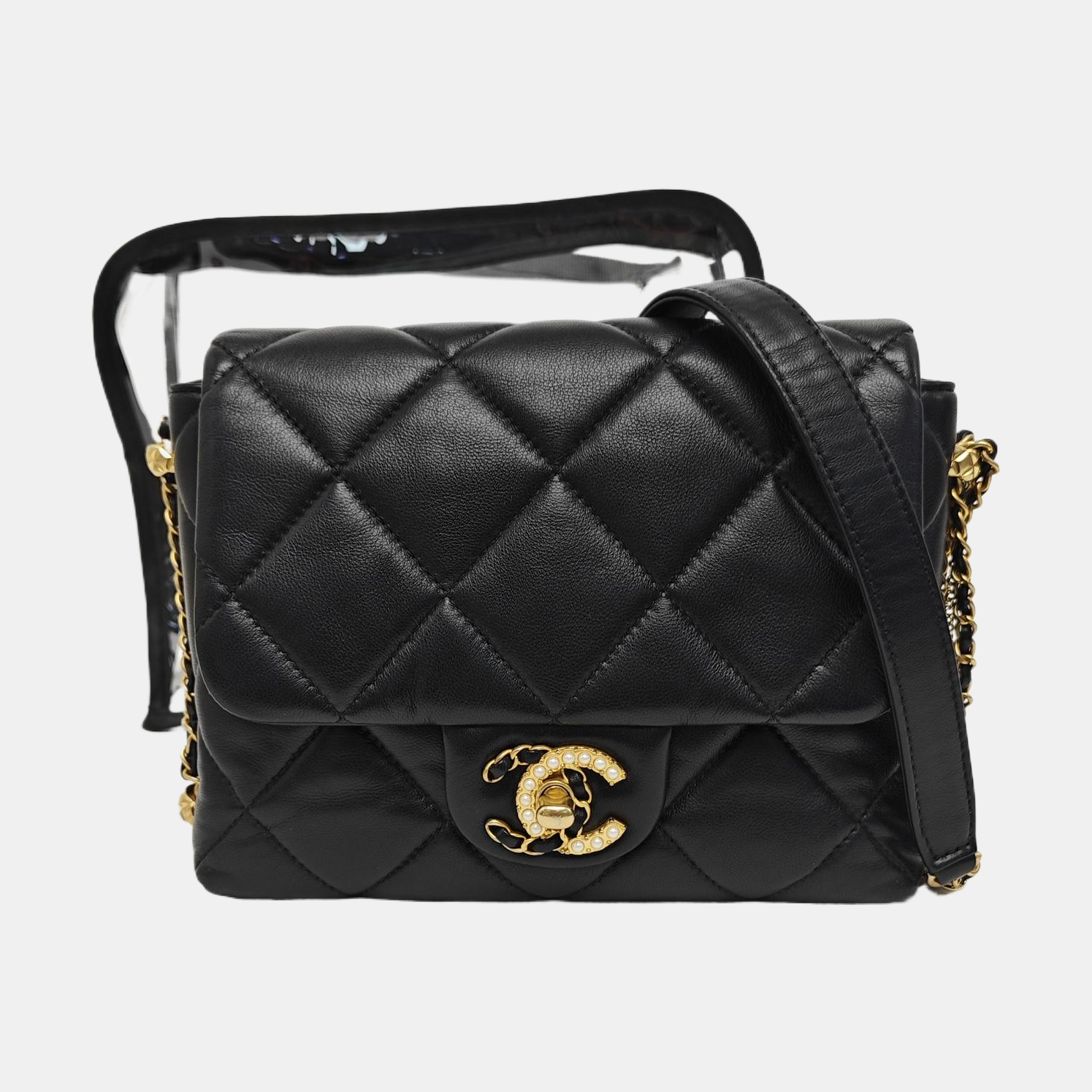 Quilted Lambskin Shoulder Bag Black