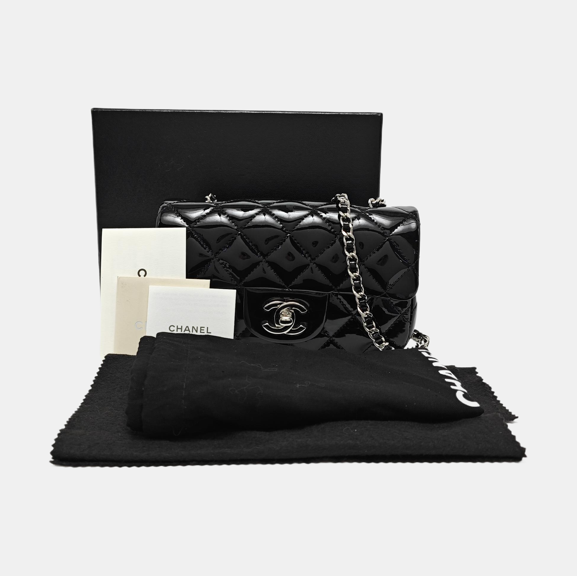CLASSIC FLAP Super Mini Quilted Patent Calfskin Black