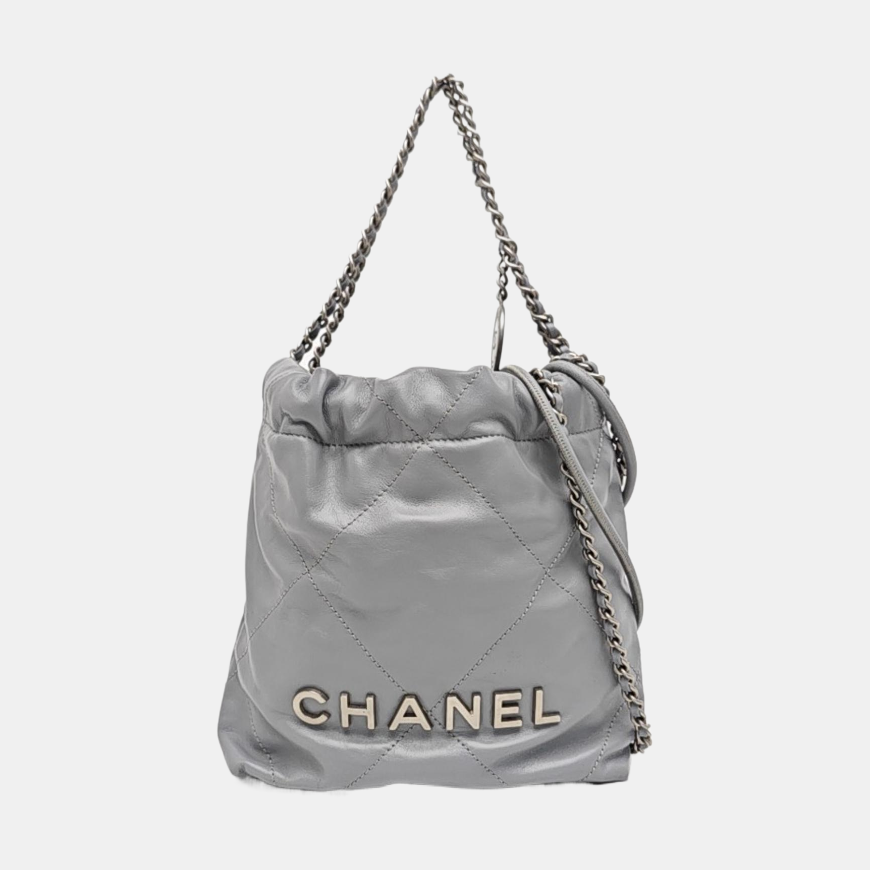 CHANEL 22 Mini Quilted Calfskin Gray