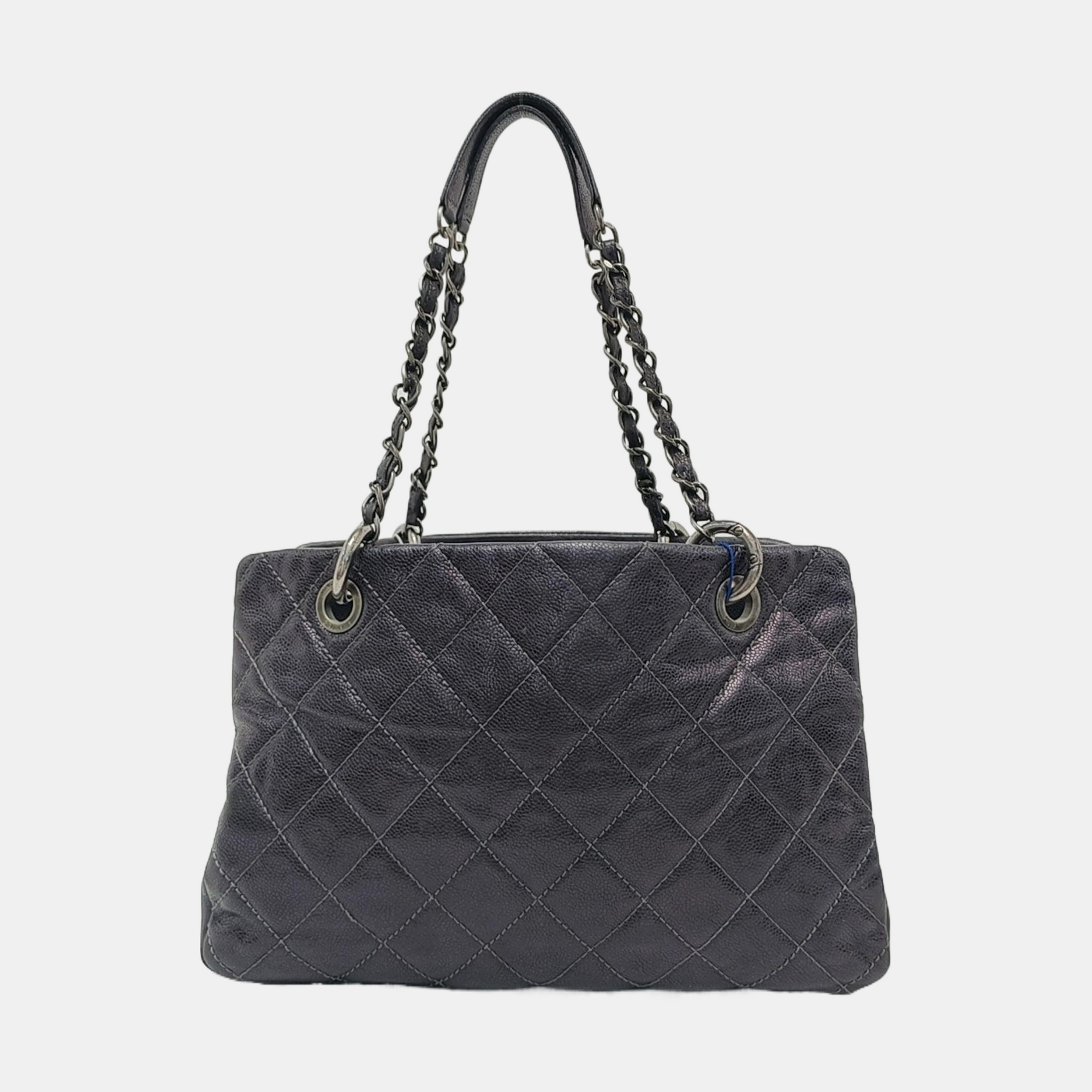 CC TIMELESS SOFT Small Quilted Grained Calfskin Gray