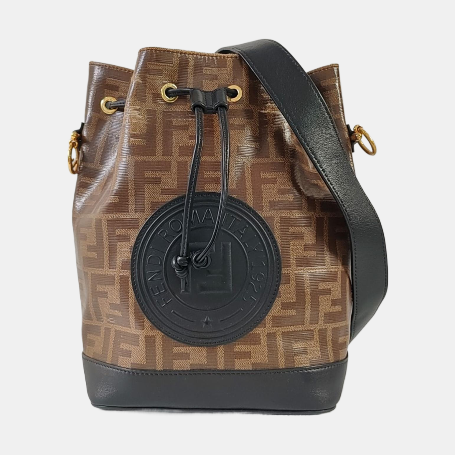 Authenticated pre-owned  Mon Tresor Small Coated Canvas Brown - Bucket Bag at Looply