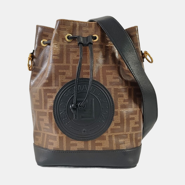 Authenticated pre-owned  Mon Tresor Small Coated Canvas Brown - Bucket Bag at Looply