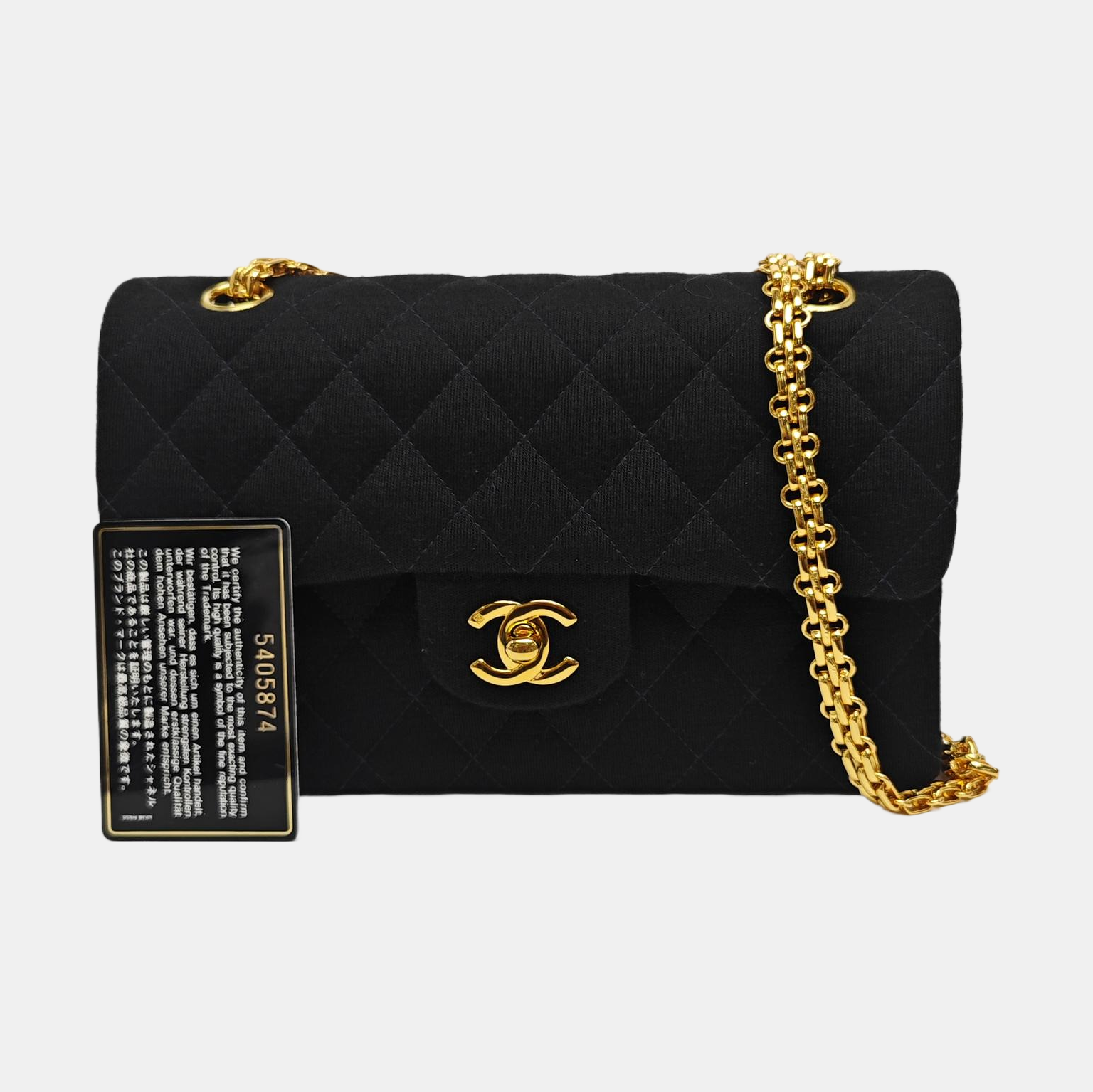 Quilted Fabric Shoulder Bag Black
