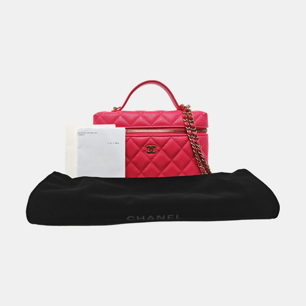 VANITY CASE Quilted Grained Calfskin Red