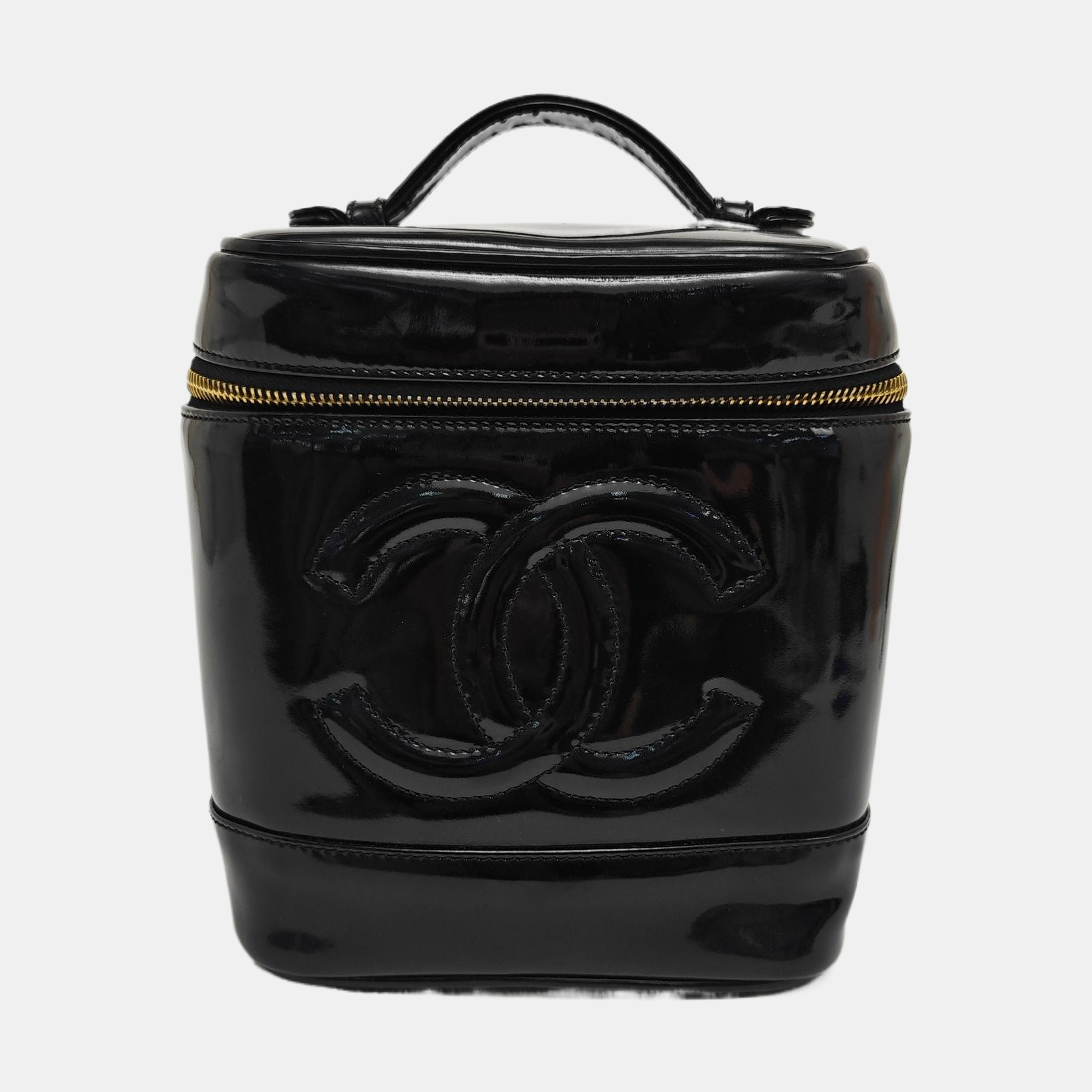 VINTAGE COSMETIC BAGS Patent Leather Black