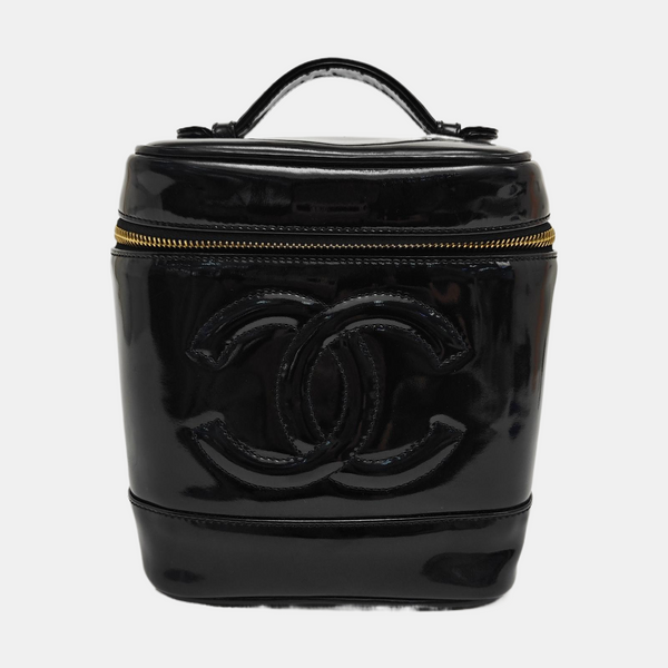 VINTAGE COSMETIC BAGS Patent Leather Black