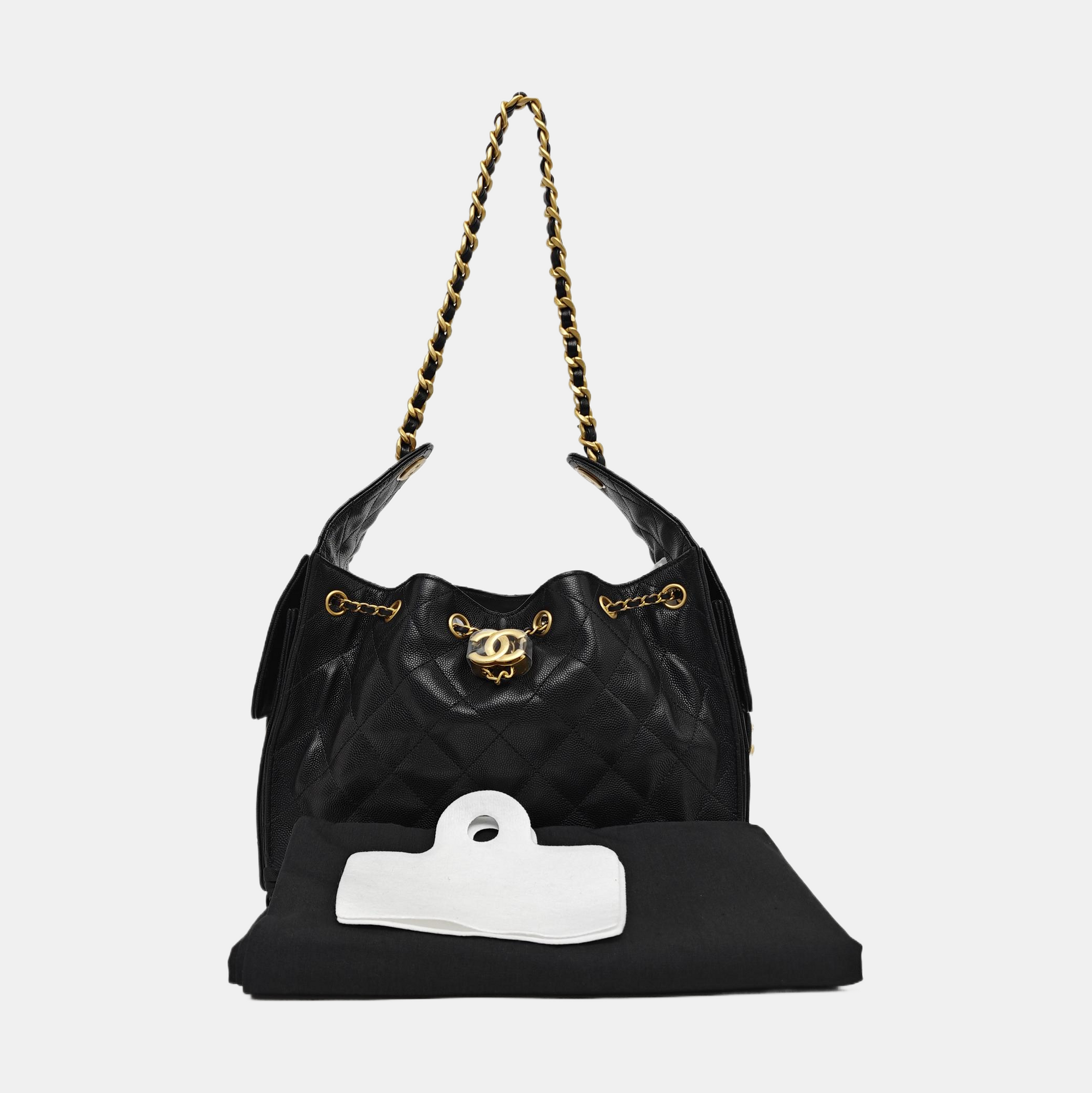 CHANEL 25 Small Quilted Calfskin Black