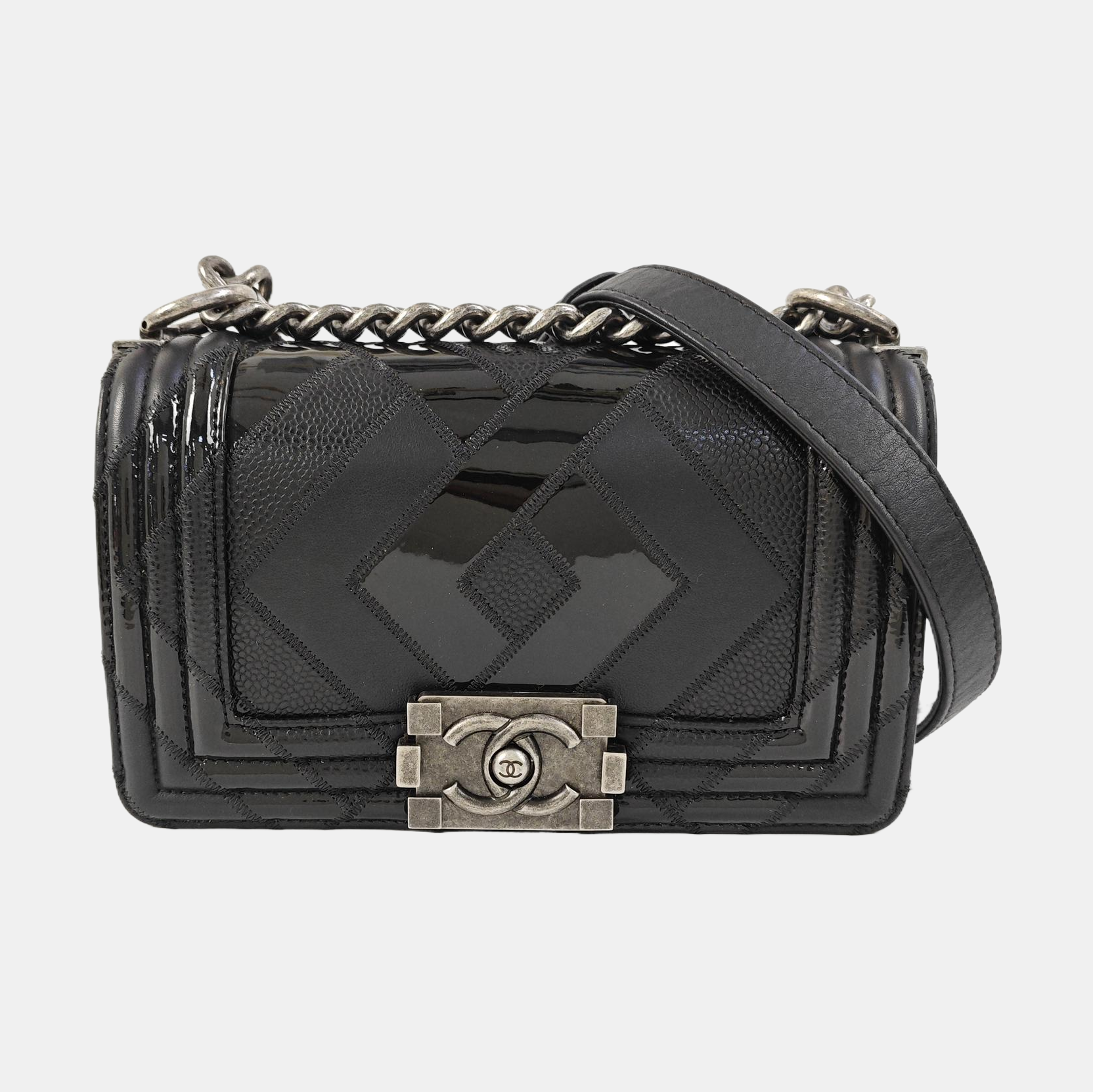 BOY CHANEL Small Quilted Grained Calfskin Black