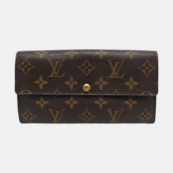 PORTE MONNAIE Monogram Coated Canvas Brown Wallet