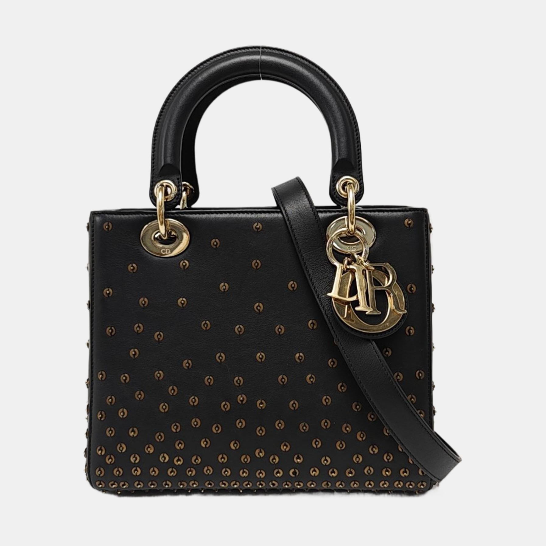 Authenticated pre-owned  Lady Dior Medium Quilted Calfskin Black - Tote Bag at Looply
