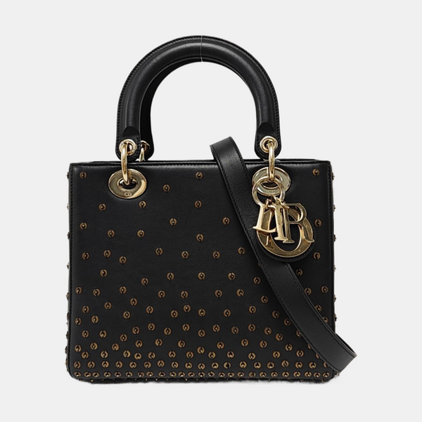 Authenticated pre-owned  Lady Dior Medium Quilted Calfskin Black - Tote Bag at Looply