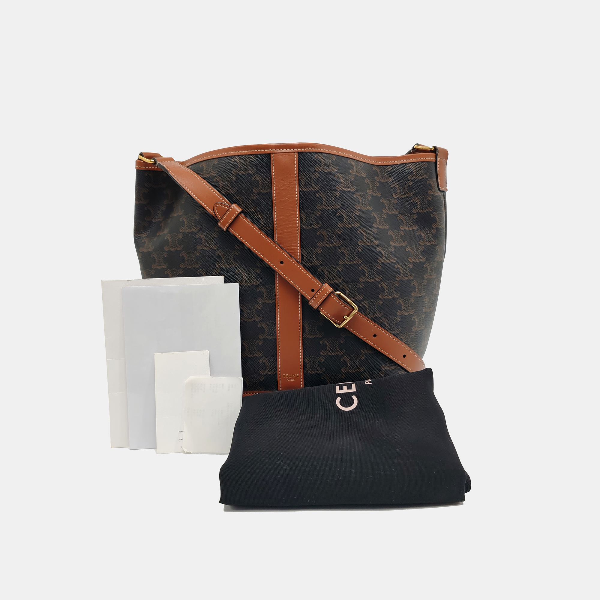 Authenticated pre-owned  TRIOMPHE CANVAS Medium Coated Canvas Yellow - Bucket Bag at Looply